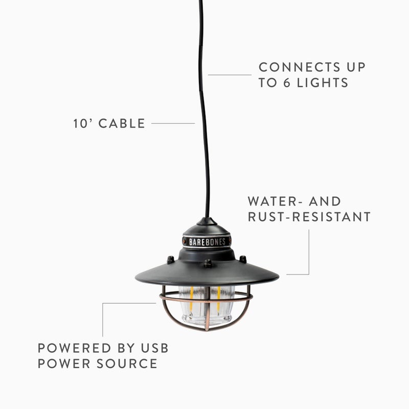 Barebones Edison Pendant Light â€“ Antique Bronze, Vintage Rustic USB LED Hanging Light for Outdoor and Indoor Use â€“ Adjustable Height String Lantern with Warm Edison Bulb Glow for Patio, Home, Garden - Image 4